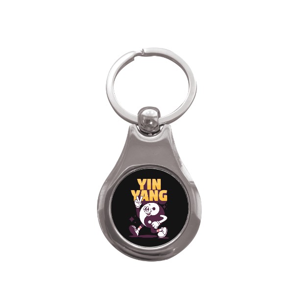 Přívěsek na klíče kolečko s potiskem Jin jang doplněk ke klíčům