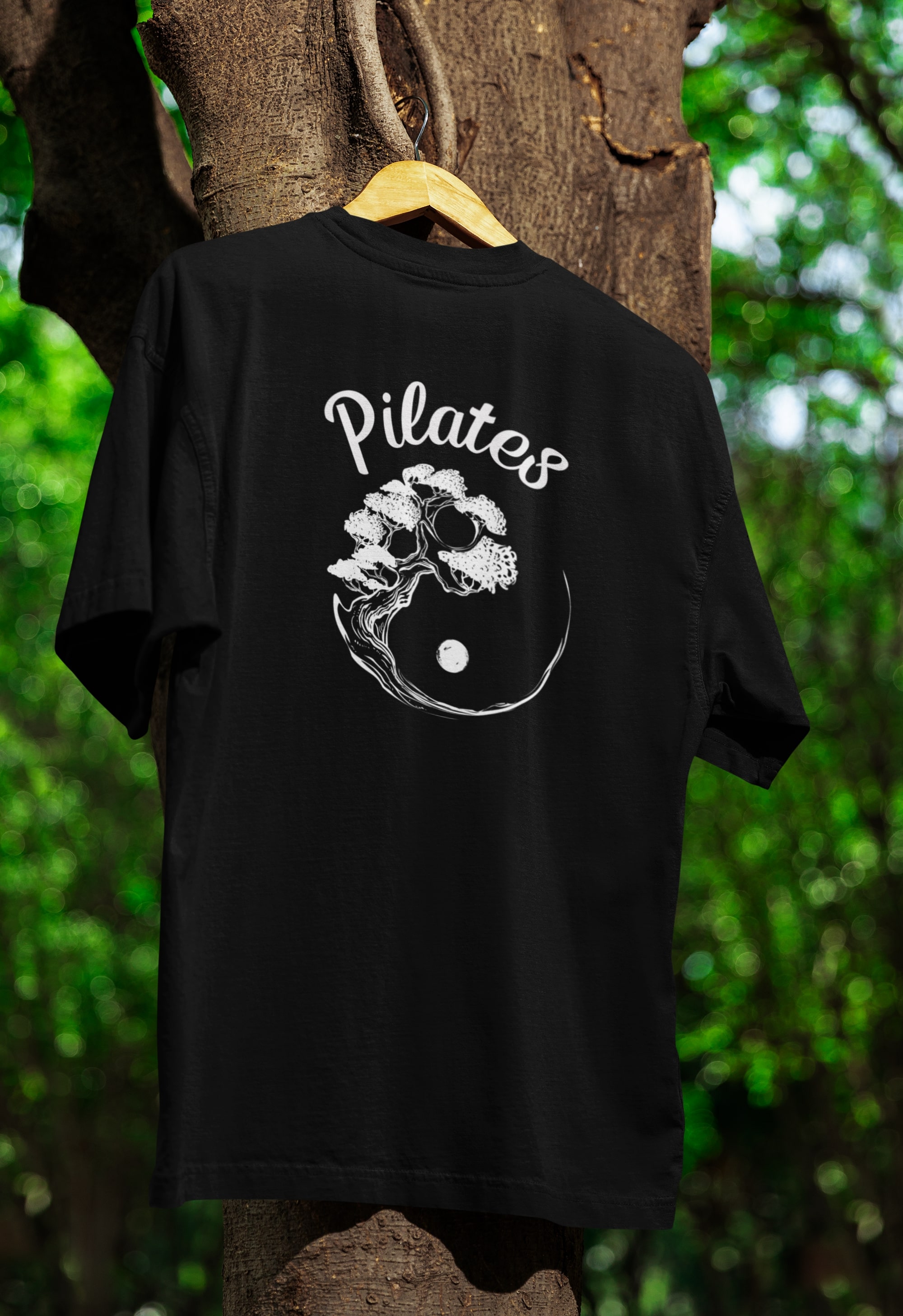 Tričko s potiskem Pilates jin jang strom